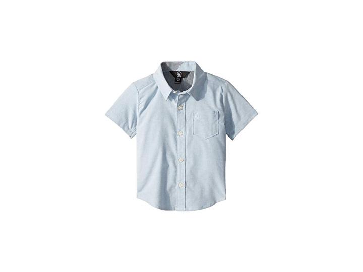 Volcom Kids Everett Oxford Short Sleeve Shirt (toddler/little Kids) (wrecked Indigo) Boy's Clothing