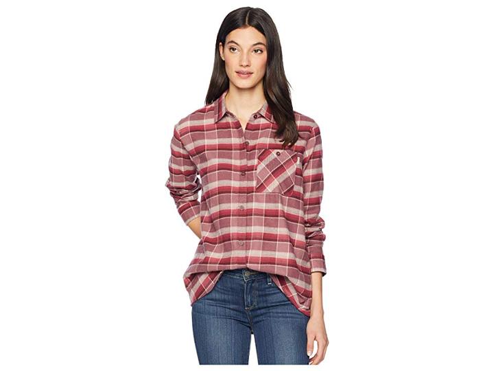 Burton Grace Flannel (rose Brown Sunset Plaid) Women's Clothing