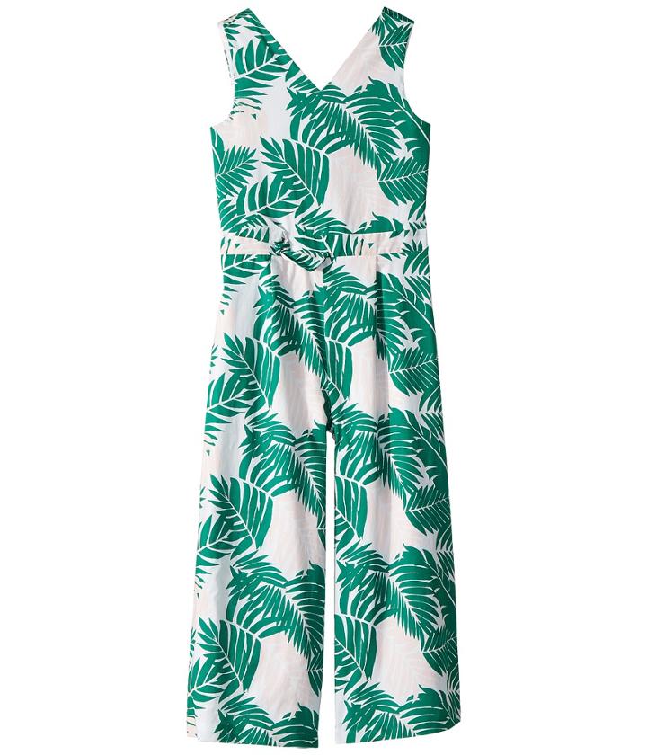 Janie And Jack Sleeveless Open Back Jumpsuit (toddler/little Kids/big Kids) (palm Print) Girl's Jumpsuit & Rompers One Piece