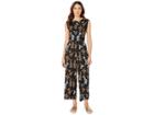 Angie Floral Sleeveless Jumpsuit With Tie Down (black) Women's Jumpsuit & Rompers One Piece