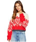 Free People I Heart You Sweater (red Combo) Women's Sweater