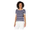 U.s. Polo Assn. Stripe Lace Trim T-shirt (evening Blue) Women's Clothing