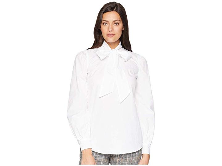 Lauren Ralph Lauren Necktie Broadcloth Shirt (white) Women's Clothing