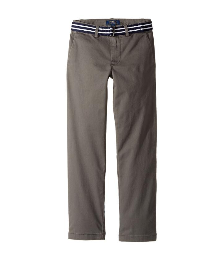 Polo Ralph Lauren Kids Belted Stretch Cotton Chino Pants (big Kids) (regent Grey) Boy's Casual Pants