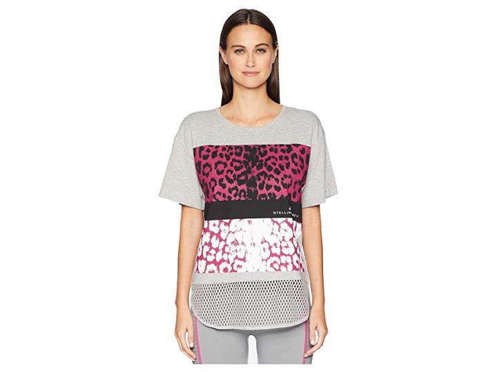 Adidas By Stella Mccartney Essentials Leopard Tee Dm5354 (medium Grey Heather) Women's Clothing