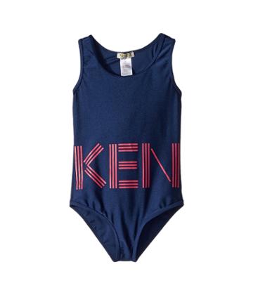 Kenzo Kids Swimsuit Logo (toddler/little Kids) (navy) Girl's Swimsuits One Piece