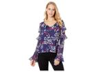 Bebe Print Tier Ruffle Long Sleeve Blouse (winterfell 2) Women's Blouse