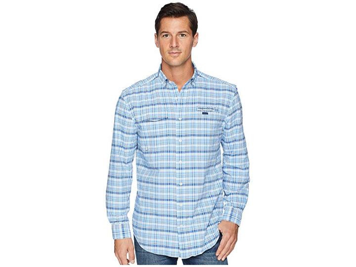 Vineyard Vines Prospect Hill Plaid Harbor Shirt (ocean Breeze) Men's Clothing