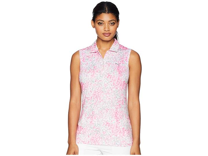 Puma Golf Floral Sleeveless Polo (carmine Rose) Women's Sleeveless