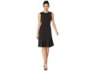 Donna Morgan Sleeveless Crepe Dress W/ Pearl Neck Embellishment (black) Women's Dress