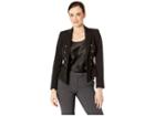 Tahari By Asl Peak Lapel Dome Button Kissing Jacket With Welt Pockets (black) Women's Coat