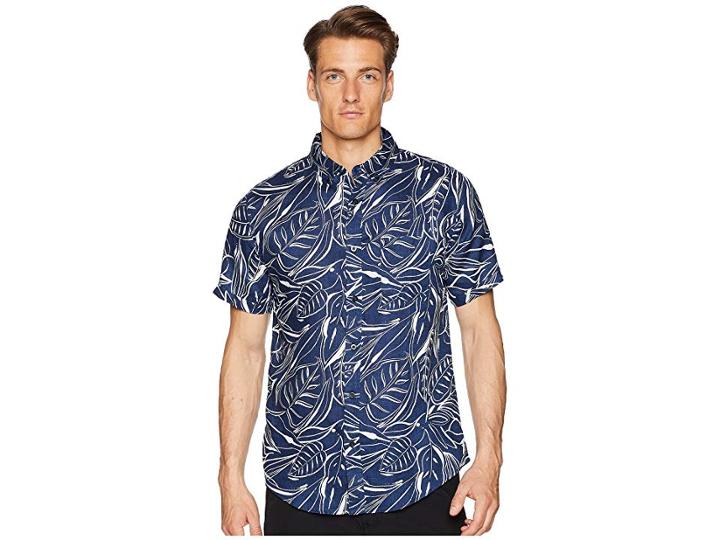 Onia Jack Short Sleeve Shirt (deep Navy/white) Men's Short Sleeve Button Up
