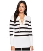 Michael Michael Kors Laced Chain Tunic Sweater (white/black) Women's Clothing