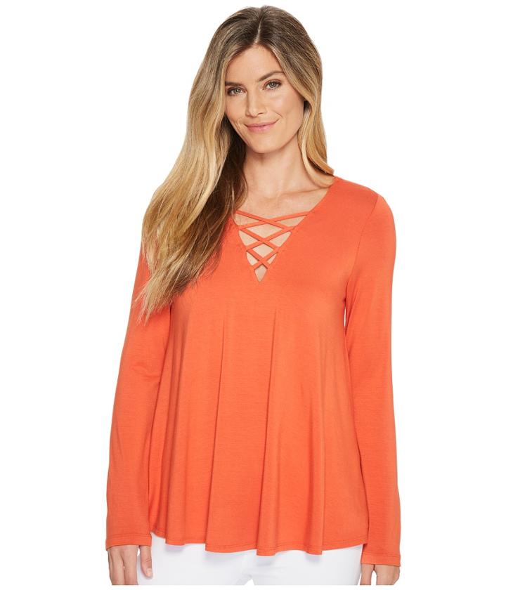 Karen Kane Crisscross Swing Top (orange) Women's Clothing