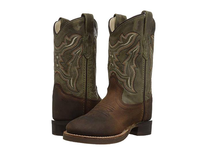 Old West Kids Boots Broad Round Toe (toddler/little Kid) (brown) Cowboy Boots