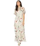 Juicy Couture Embroidered Mesh Maxi Dress (nude Wildflowers) Women's Dress