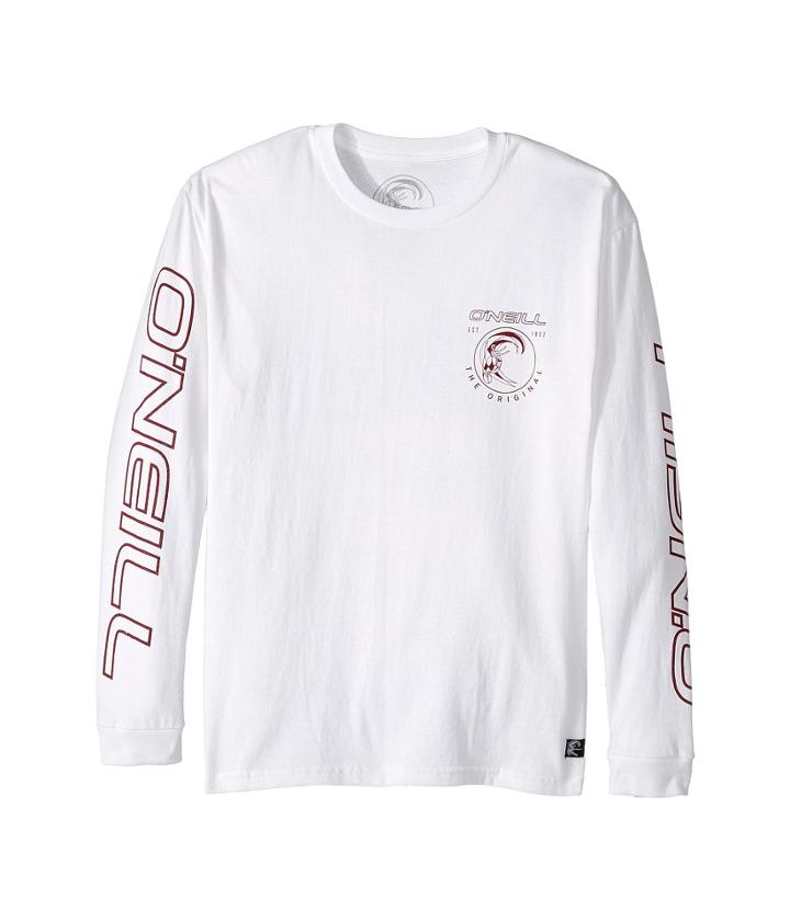 O'neill Kids Monumental Long Sleeve Screen Tee (big Kids) (white) Boy's T Shirt