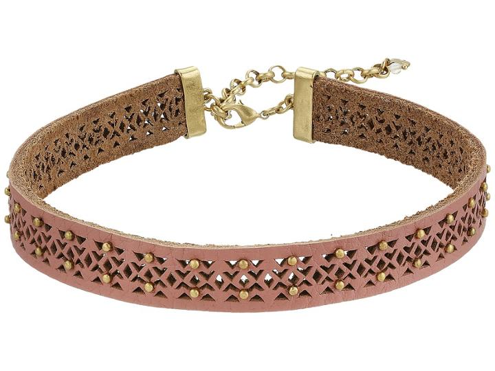 Lucky Brand Leather Choker Necklace (gold) Necklace