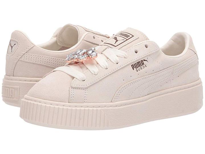 Puma Suede Platform Gem (whisper White/whisper White) Women's Lace Up Casual Shoes