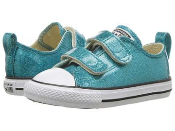 Converse Kids Chuck Taylor(r) All Star(r) 2v Ox (infant/toddler) (rapid Teal/natural/white) Girls Shoes