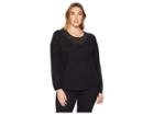Calvin Klein Plus Plus Size Crew Neck W/ Diamond Detail Sweater (black) Women's Sweater
