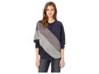 Miss Me Color Block Long Sleeve Top (navy) Women's Clothing