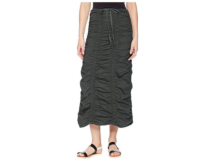 Xcvi Stretch Poplin Double Shirred Panel Skirt (sea Turtle) Women's Skirt