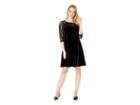 Gabby Skye Stretch Flat Velvet Dress W/ Lace (black) Women's Dress