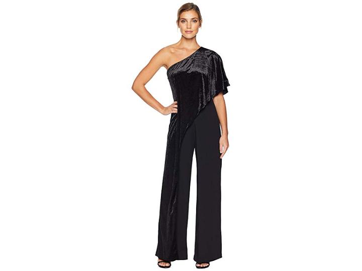 Adrianna Papell Velvet Long Jumpsuit (black) Women's Jumpsuit & Rompers One Piece