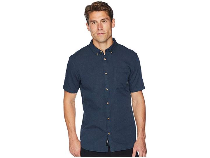 Vans Wakefield Short Sleeve Woven (dress Blues) Men's Clothing