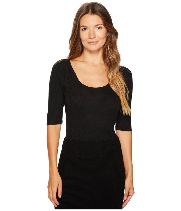 Cashmere In Love Carol Short Sleeve Pullover (black) Women's Short Sleeve Pullover