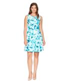 Gabby Skye Scuba Invert Tuck Dress (ivory/turquoise) Women's Dress