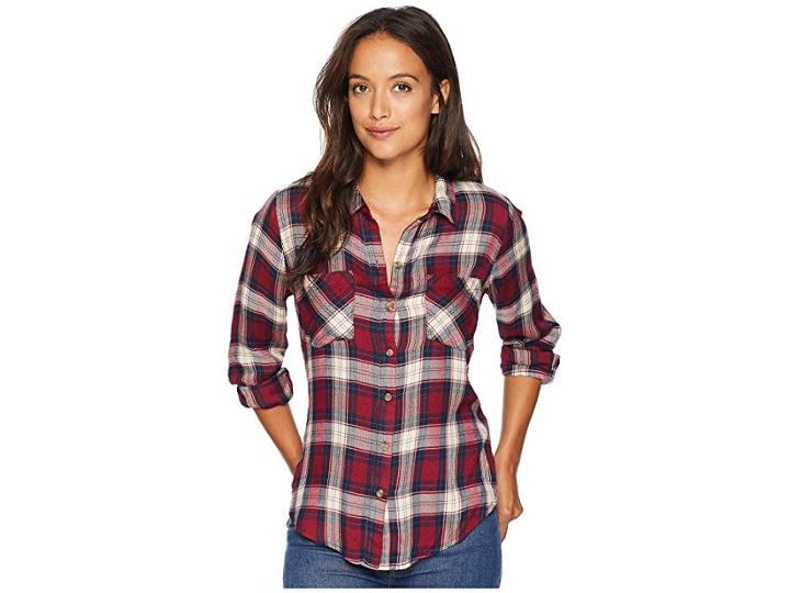 Lucky Brand Boyfriend Plaid Top (red Mulit) Women's Clothing