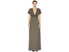 Halston Heritage Flutter Short Sleeve Deep V-neck Wrap Jersey Gown (sage) Women's Dress