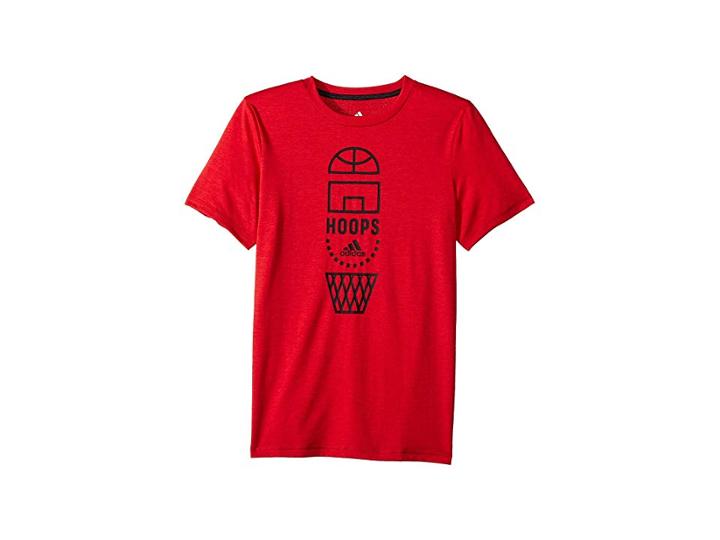 Adidas Kids Short Sleeve Vertical Collage Tee (big Kids) (red) Boy's Clothing