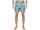 Original Penguin Tropical Printed Fixed Waist Swim Shorts (pagoda Blue) Men's Swimwear