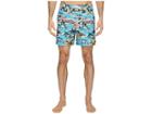 Original Penguin Tropical Printed Fixed Waist Swim Shorts (pagoda Blue) Men's Swimwear