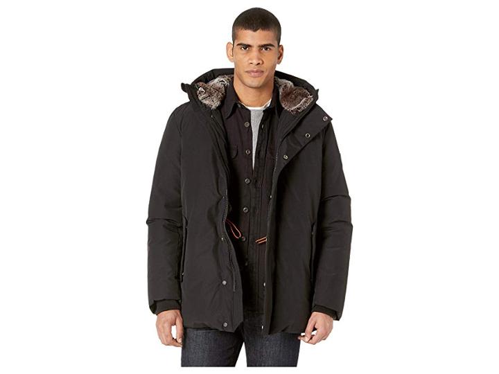 Save The Duck Puffer With Faux Fur (black) Men's Coat
