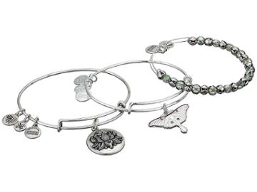 Alex And Ani Lotus Peace Petals Luna Moth Bracelet Set (silver) Bracelet