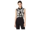 Tommy Hilfiger Printed Collared Woven Top (ivory Multi) Women's Clothing