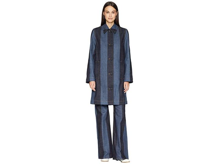 Sonia Rykiel Blue Stripes Denim Jacket (denim Blue) Women's Coat