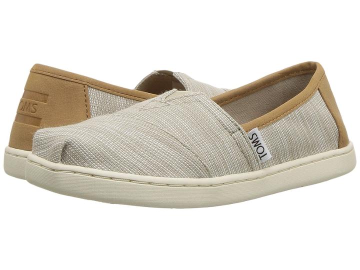 Toms Kids Alpargata (little Kid/big Kid) (oxford Tan Stripe Chambray) Boy's Shoes