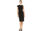 London Times Scuba Crepe Sheath Dress W/ Cascade (black) Women's Dress