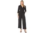 Bobeau Tie Front Jumpsuit (black/ivory Stripe) Women's Jumpsuit & Rompers One Piece