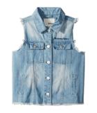 Maddie By Maddie Ziegler Denim Vest With Flag Graphic (big Kids) (light Blue) Girl's Vest