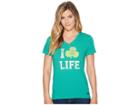 Life Is Good Clover Life Crusher Vee (jungle Green) Women's T Shirt