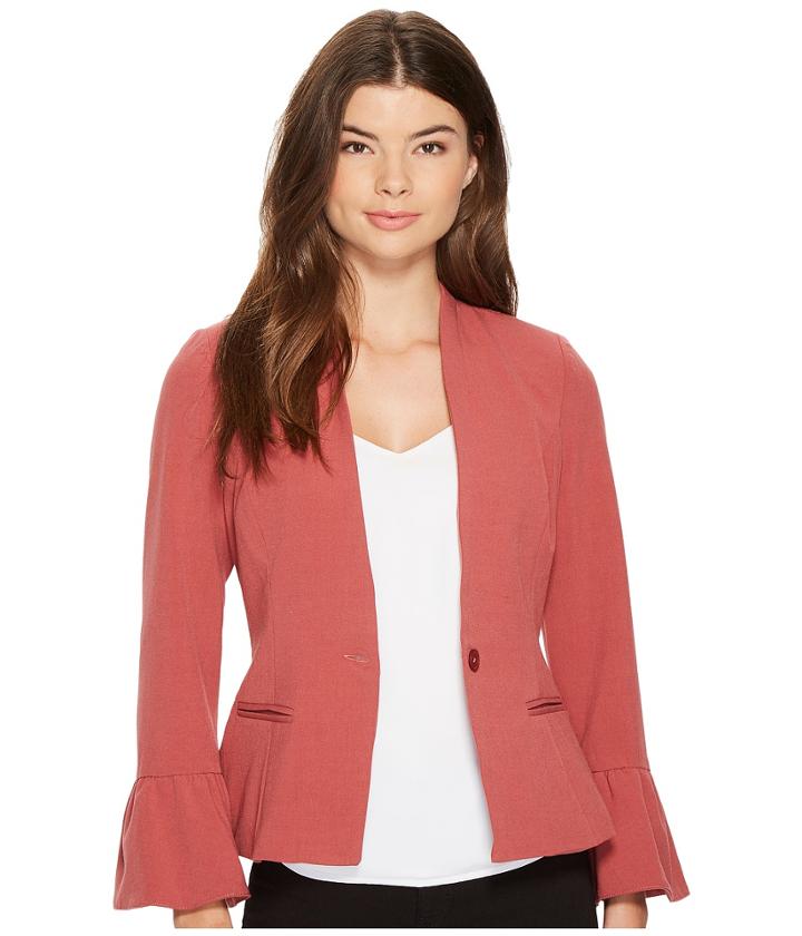 Xoxo Ruffle Sleeve Blazer (rose) Women's Jacket