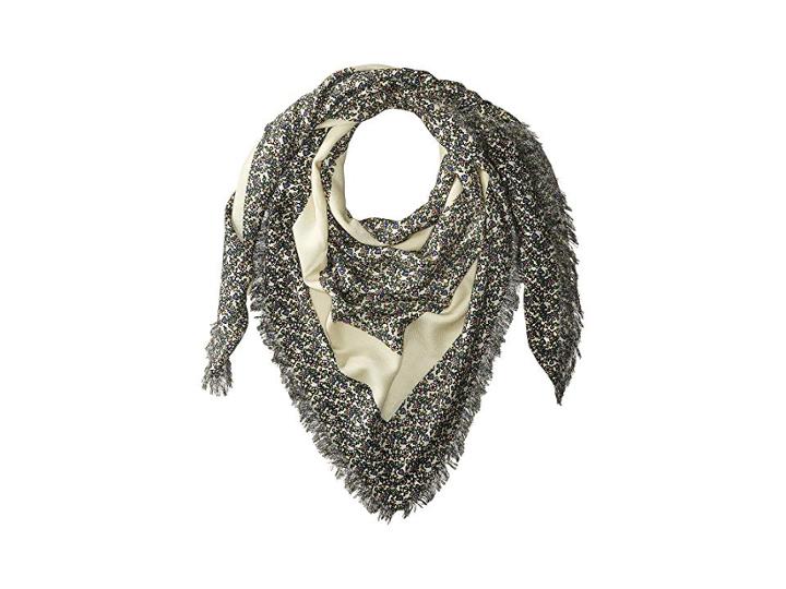 Tory Burch Wild Pansy Logo Square Scarf (ivory Wild Pansy) Scarves