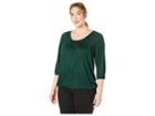 Michael Michael Kors Plus Size Bicolor Chevron Peasant Top (black/dark Emerald) Women's Clothing
