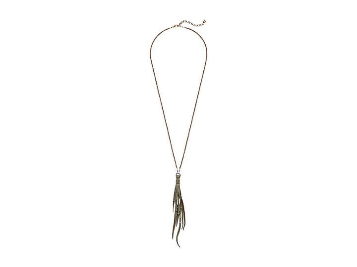 Chan Luu Champagne Leather Tassel Necklace (champagne) Necklace
